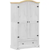 Syfax Garde-robe Corona blanc 102x52x186 cm bois de pin massif