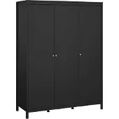 Dmora Conti - Armoire 3 portes, 150x58 cm noir, penderie