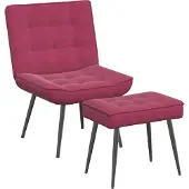 Syfax Chaise de relaxation avec tabouret Bordeaux Velours