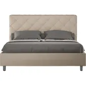 Ityhome - Lit double coffre rembourré 140x200 similicuir taupe Priya