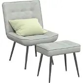 Syfax Chaise de relaxation avec tabouret Gris clair Velours