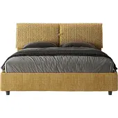 Ityhome - Lit coffre rembourré 160x200 tissu Aragona 3 jaune Mados