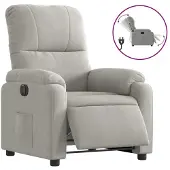 Syfax Fauteuil inclinable électrique gris clair tissu microfibre