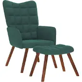 Syfax Fauteuil relax avec tabouret en velours vert foncé