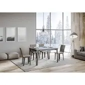 Itamoby - Table extensible 140/244x90 cm Rio gris béton pieds anthracite