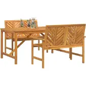Syfax Ensemble de salle à manger pour jardin 3 pc Marron