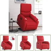 The Living Store Fauteuil relax avec releveur Rouge Similicuir
