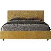 Ityhome - Lit coffre rembourré 160x190 tissu Era 06 jaune Arla