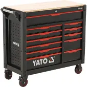 YATO Chariot d'atelier avec 12 tiroirs et plateau en bois