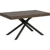 Ityhome - Table extensible 140/224x80 cm Karida noyer pieds anthracite