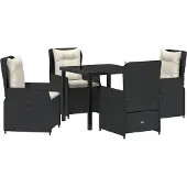 Syfax Ensemble de salle à manger pour jardin 5 pcs Noir polyrotin