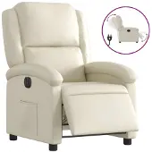 Syfax Fauteuil inclinable électrique Crème Similicuir