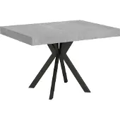 Ityhome - Table extensible 120/204x80 cm Dolcezza effet gris béton pieds anthracite