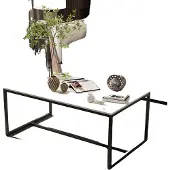 OEM Table basse, matériau aggloméré, cadre métallique noir, BLANC
