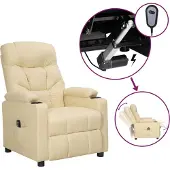 Syfax Fauteuil inclinable électrique Crème Tissu