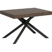 Ityhome - Table extensible 120/204x80 cm Karida noyer pieds anthracite
