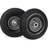 Relaxdays Lot de 8 roues de diable 3.00-4, à pneumatiques, jusqu'à 100 kg, 260 x 85 mm, roue de rechange avec jante en acier, roue à pneumatique, noir-gris