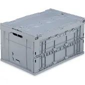 Relaxdays 10022590_111 Klappbox 60,0 l grau 58,5 x 39,5 x 32,5 cm