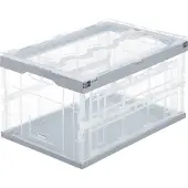 Relaxdays 4 caisses de transport professionnelles, robustes, usage professionnel, plastique haut de gamme, qualité supérieure, 60 L, caisse pliable HBT 31,5 x 59,5 x 39,5 cm, gris