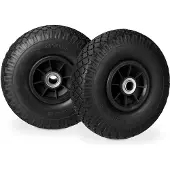 Relaxdays 4 roues pour diable, pneus en caoutchouc plein anti-crevaison, 3,00-4 pouces, axe de 20 mm, charge maximale de 80 kg, roue de secours 260 x 85 mm, noir