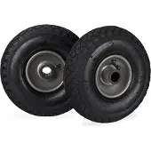 Relaxdays Lot de 8 roues pour diable, roue complète à pneumatique 3.00-4 avec jante en acier, diamètre d'axe de 25 mm, roue de secours, noir-gris