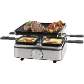 ProfiCook Raclette 4 personnes | incl. 4 poêlons et 4 spatules en bois | Plaque en fonte réversible | Raclette 4 poêlons | 800W | PC RG 1301