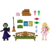 Mattel Universal Pictures Wicked Emerald City Coffret de jeu avec petites poupes Glinda et Elphaba, 5 espaces de jeu et 15 accessoires inspirs