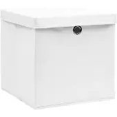 vidaXL Boîtes de rangement avec couvercles 10 pcs. Blanc 32x32x32 cm Tissu