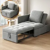 OKWISH Canapé-lit 3-en-1 convertible avec dossier réglable, design moderne – gris