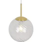 Nordlux Lustre à suspension Chisell Art Deco, Variante : Ø 150 x 280 mm, E27, clair, laiton