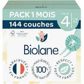 Biolane - Couches Taille 4 - 7-18 Kg - Pack 1 Mois 144 Couches - Fabriqué En France