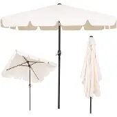 Springos Parasol de jardin Rectangulaire fonction bascule manivelle - Ecru