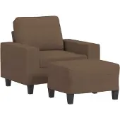 Syfax Fauteuil avec repose-pied Marron 60 cm Tissu