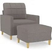 vidaXL Fauteuil avec pouf Taupe 60 cm Tissu