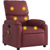 vidaXL Fauteuil de massage vin rouge similicuir