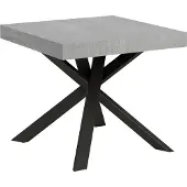 Itamoby Table Extensible 90X90/194 Cm Clerk Plateau Ciment Pieds Anthracite