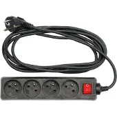 VOREL Rallonge électrique - - 72631 - 4 prises - 3 m - Noir
