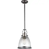 Elstead Lighting Suspension Hobson, nickel satiné, 1xE27x60W, verre, dimensions : 149,9 x 24 x 24 cm, IP20, Feiss