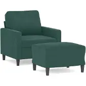 vidaXL Fauteuil avec pouf vert foncé 60 cm velours
