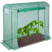Relaxdays Serre à tomates , toit arrondi, avec porte, serre en acier et film plastique, résistante aux UV, dimensions : 170 x 80 x 200, verte