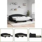 The Living Store Lit de jour Extensible Noir 90x200 cm Tissu