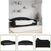 The Living Store Lit de jour Noir 100x200 cm Tissu