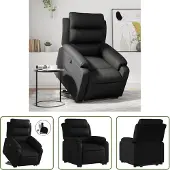 The Living Store Fauteuil relax avec releveur Noir Similicuir