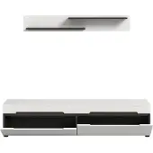 Ebuy24 Canu meuble tV 2 portes battantes blanc, gris foncé.