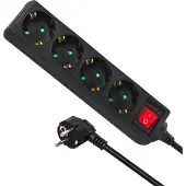 Macleans Multiprise avec interrupteur marche/arrêt Schuko protection enfants 4x 3m