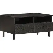 vidaXL Table basse noire 80x54x40 cm en bois massif de manguier