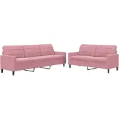 vidaXL Ensemble de canapés 2 pièces avec coussins Rose velours