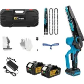 OEM Tronçonneuse électrique, moteur sans balai, guide-chaîne 8 pouces, 2 batteries
