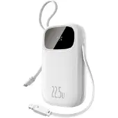 Baseus Batterie externe 20000 mAh EnerFill FC31, 22,5 W, USB-C, Lightning, USB-A, câbles intégrés, affichage LED, blanc