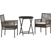 Syfax Ensemble bistro de jardin 3 pcs Marron polyrotin